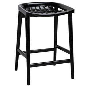 Chaise de bar Ronald en bois noir, durable, haute, pour bar à domicile et salle à manger - Product Image 1