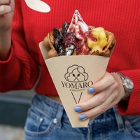 Porte-gaufres à bulles en carton personnalisé populaire avec logo Hong Kong, cône à gaufres à bulles, cône à frites
