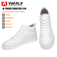 Vente en gros de baskets montantes épaisses personnalisées à semelle plateforme blanches, chaussures décontractées souples pour hommes et femmes