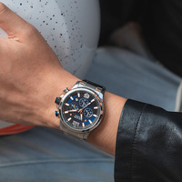 Montre-bracelet chronographe à quartz pour homme, multi-sub-cadrans, affichage de la date, bracelet en acier inoxydable, sport, affaires, usage quotidien