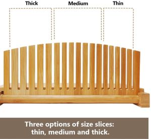 Trancheuse à pain en bambou de qualité supérieure Couteau à pain pliable et compact Trancheuse en 3 tailles pour les collecteurs de miettes de pain faits <span class=keywords><strong>maison</strong></span> - Product Image 6