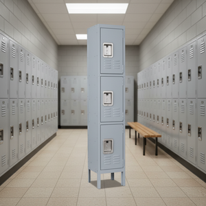 Armoire en acier moderne à trois portes, démontable, avec serrure à clé, pour vestiaire de salle de sport et rangement de vêtements - Product Image 1