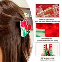 Pince à cheveux en forme de tulipe printanière, fleur magique, pince requin pour fille, pince à cheveux en plastique faite à la main, cadeau pour femme, 8,9 cm