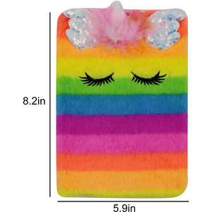Nuova cancelleria creativa materiale scolastico copertina in peluche unicorno diario promozionale ragazze copertina rigida quaderno carino diario - Product Image 6