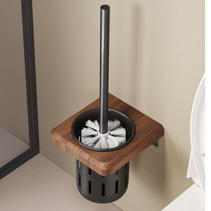 Toilet Brush Holder Wall Mounted Square Plastic Cup Minimalist Design Easy To Clean - Product Image 1