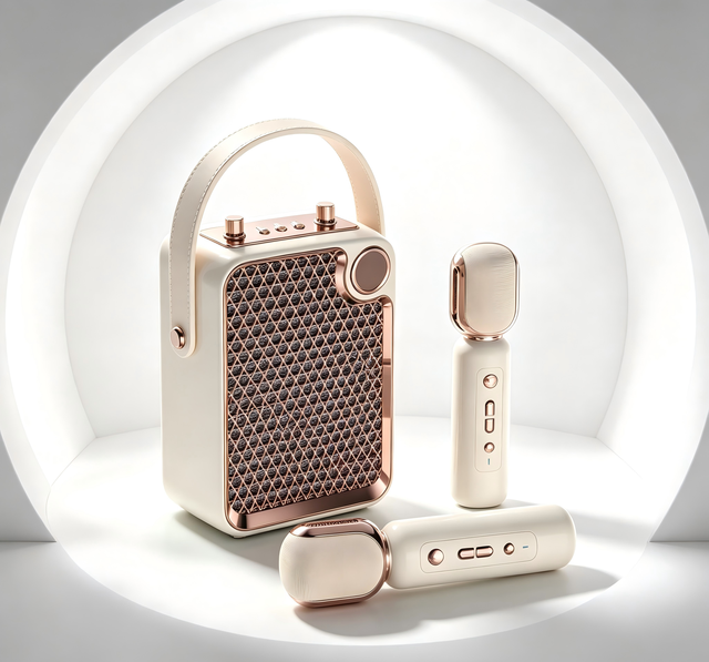Wholesale Wireless  Speaker Dual Wireless Microphone Portable Karaoke Machine Stereo Bass Speaker for Holiday Gift