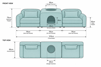 Canapé modulaire UJOY à double entrée pour animaux de compagnie, 3 modules, en velours côtelé turquoise, 210 cm, avec niche intégrée pour chien et chat, export OEM