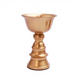 Support de lampe à huile Bouddha en alliage, Lampe à ghee moderne style Zen asiatique, Décoration bouddhiste pour Pooja, Diya d'autel de méditation pour temple domestique - Product Image 3