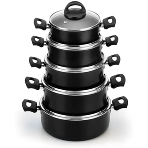 Ensemble de casseroles en aluminium de haute qualité, modernes, antiadhésives, avec poignées en bakélite, 10 pièces - Product Image 1