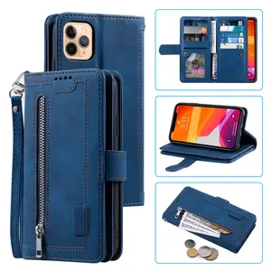 Offre spéciale portefeuille avec lanière en cuir mat brillant étui de téléphone pour iPhone 14 13 12 Pro Max X étui de protection de téléphone