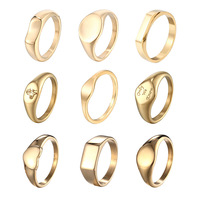 Jietao Edelstahl Maßgefertigter Wasserdichter Schmuck Herz Gravierter Statement-Ring PVD Gold Ring-Rohlinge für Lasergravur