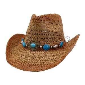 Sombrero Vaquero Unisex J359 con Banda de Cuentas Turquesa, Blanca y Marrón para Actividades al Aire Libre y Viajes - Product Image 2