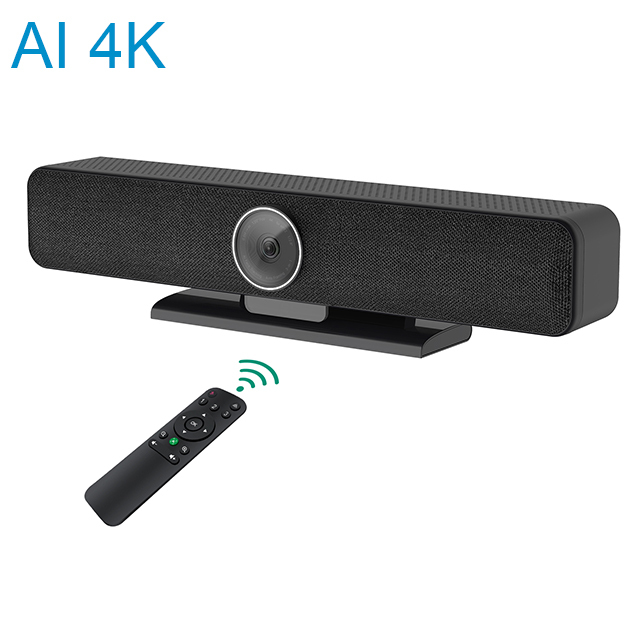 4k Video Bar AI Speaker Tracking Conference Camera Auto Framing Built-in Speaker Webcam for Medium Rooms Video Collaborations