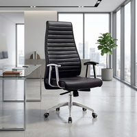 Chaise de bureau ergonomique KMJ, chaise pivotante moderne en cuir, dossier haut, chaises de bureau confortables pour cadres avec accoudoirs