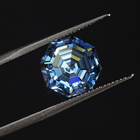 SICGEM Collection Premium Moissanite Octogonale Bleue 6x6mm 1 Carat Certifiée GRA Traitée Thermiquement Effet de Couleur/Feu Personnalisable