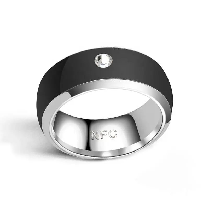 New Smart NFC Mobile Phone Ring Fashion Diamond Drop Oil NFC Ring Jewelry Titanium Steel Wearable Technology Ring
