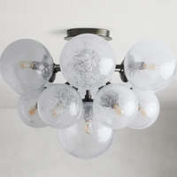 Moderne nordique Simple créatif escalier Restaurant Bendroom mariage encastré verre boule ronde Led balançoire plafonnier