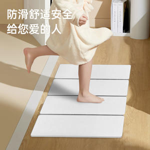 Alfombra de Baño Plegable de Tierra de Diatomeas, 4 Piezas, Rectangular, Blanca, Resistente a las Manchas, Absorbente, para Baño, Sala de Estar, Dormitorio - Product Image 3