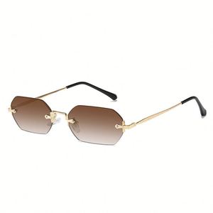 Gafas de Sol Cuadradas Sin Montura de Aleación para Hombre y Mujer, con Logotipo Personalizado, Moda 2025, Protección UV400, Montura Pequeña, Estilo Poligonal - Product Image 5