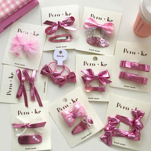 Doux arc perle enfants épingle à cheveux ensemble mode dentelle tissu casque avec fée <span class=keywords><strong>frange</strong></span> paillettes Snap pinces à cheveux pour les filles - Product Image 4