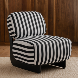 <strong>Black</strong> White Stripe <strong>Occasional</strong> <strong>Chair</strong> with Curved Backrest Upholstered Seat and Low Profile Base Home Furniture Character Count - Product Image 5