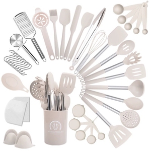 2025 amazo Hot đồ dùng nhà bếp không dính đồ dùng nhà bếp thìa Silicone Đồ dùng nấu ăn với tay cầm bằng gỗ phụ kiện nhà bếp - Product Image 3