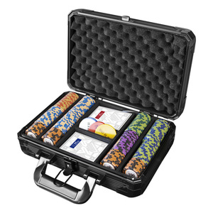 Ensemble complet de jetons de <span class=keywords><strong>poker</strong></span> Texas Holdem durables, étui en aluminium robuste, parfait pour les divertissements de style casino, utilisation en salle de mahjong et d'échecs - Product Image 1