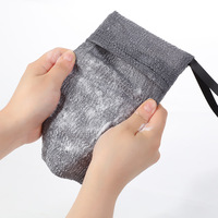 Sac à savon en nylon avec cordon de serrage et étiquette personnalisée, exfoliant pour la douche, emballage cadeau de mariage, savon de qualité