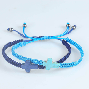 Bracelet de <span class=keywords><strong>prière</strong></span> tressé à la main en corde colorée, motif croix, inspirant, religieux, chrétien, de protection - Grande Vente - Product Image 1
