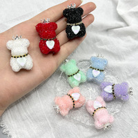 Capuchon de stylo ours en peluche avec couronne de sucre entièrement ornée de diamants, bijou en perles fait main, composant d'accessoire de pendentif pour stylo