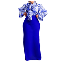 Ensemble deux pièces pour femmes, chemise à manches longues et jupe, imprimé tendance, style décontracté, robes longues