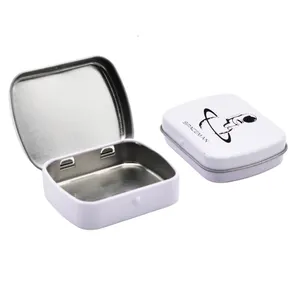 Small Hinged Lid Custom Printing Mint Chew Gum Candy Pill Packaging Metal Tin Box