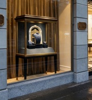 Vitrine à bijoux classique GZowin en verre haut de gamme avec fond arqué et éclairage LED – Présentoir de luxe durable de haute qualité pour colliers