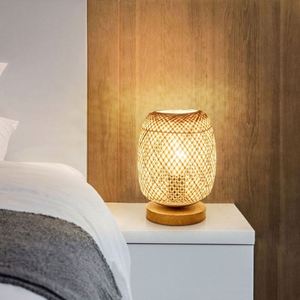 Lámpara de mano tejida de bambú natural de estilo del sudeste asiático Lámpara de noche para habitación de invitados de hotel - Product Image 5