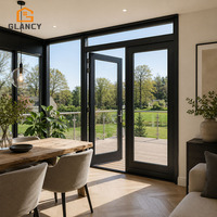 Puertas Francesas Interiores/Exteriores Dobles Personalizadas con Rotura de Puente Térmico, Aleación de Aluminio, Vidrio Negro, Certificación CE, Resistentes al Fuego, Garantía de 5 Años