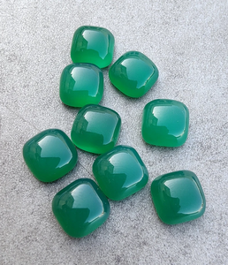 พลอยออนิกซ์สีเขียวธรรมชาติทรงหมอนแบบหลังแบนสำหรับทำเครื่องประดับแหวนสำหรับผู้ชายผู้หญิง สร้อยข้อมือประจำเดือนพฤษภาคม - Product Image 4