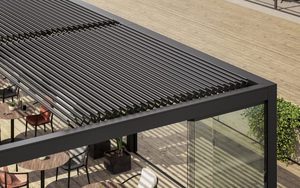 Nhà Máy Giá sang trọng gazebo vườn thời tiết nhôm có thể thu vào cơ giới louvered mái pergolas với LED - Product Image 4