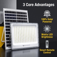 Lámpara Solar de Seguridad con Sensor de Movimiento, Control Remoto, IP67 Impermeable, LED 300W, Luz Automática Solar para Exteriores