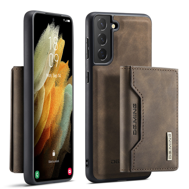 For Samsung S21 Plus S21 Ultra FE Cover Original DG. MING M2 Magnetic Detachable Wallet Holder PU Leather Shockproof Phone Case