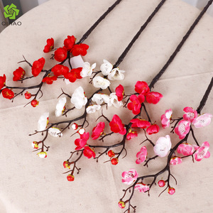Artificial Plum Blossom Branch Silk Flower Vase Arrangement Oriental Style Home Decor Winter Indoor Ornament - Product Image 4
