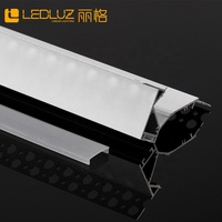 Profilé en aluminium encastré sans cadre pour éclairage mural LED, idéal pour les plafonds en plaques de plâtre et l'éclairage linéaire commercial encastré.