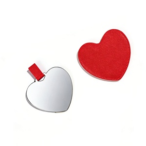 <span class=keywords><strong>Espejo</strong></span> de Maquillaje de Bolsillo con Forma de Corazón, Giratorio, con Cubierta de Cuero PU y Logotipo Personalizado, Mini <span class=keywords><strong>Espejo</strong></span> de Acero Inoxidable, Marca Privada - Product Image 3