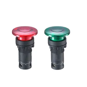 Bouton poussoir de lampe frontale à champignon autobloquant avec interrupteur à led rouge-vert clair de 22mm