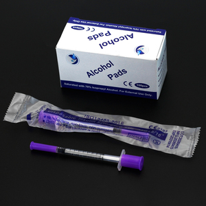 Seringues jetables violettes avec tampons pré-imprégnés d'alcool assortis 0,3 ml/0,5 ml/1,0 ml Aiguille 29G-32G Longueur 6 mm/8 mm/13 mm U-100 Écologiques EO - Product Image 1