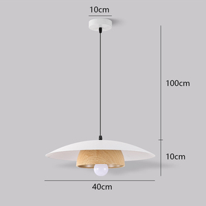 Suspension <span class=keywords><strong>en</strong></span> fer avec finition grain <span class=keywords><strong>de</strong></span> <span class=keywords><strong>bois</strong></span>, ampoule LED E27 incluse, cordon réglable <span class=keywords><strong>de</strong></span> 100 <span class=keywords><strong>cm</strong></span> pour chevet, salle à manger et bureau - Product Image 6