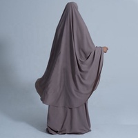 Ensemble Abaya de Prière 2 Pièces Personnalisé Medina Nida avec Khimar Instantané au Niveau du Genou, Robe Modeste pour Femmes Musulmanes du Ramadan, Abaya Islamique en Gros