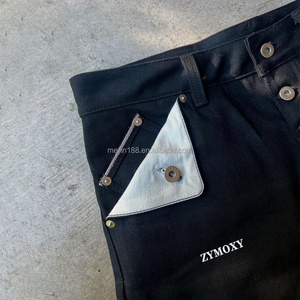 Pantalones Vaqueros Anchos de Cintura Alta con Botones, 100% Algodón, Jeans de Mezclilla Japonesa de Alta Calidad con Borde Crudo, Estilo Baggy para Hombre - Product Image 5