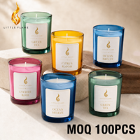 Bougie parfumée en cire de soja dans un bocal en verre avec logo personnalisé LF, parfum de rose lychee, 150 g, boîte cadeau, aromathérapie