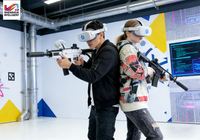 Lunettes de réalité mixte, affichage de réalité augmentée, casque AR, fibre de verre, métal, multijoueur, scène de jeu de divertissement sportif en intérieur