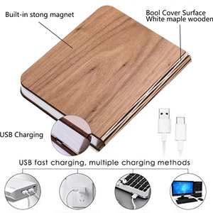 Lampe de lecture LED pliable en papier Tyvek avec couvercle en bois rechargeable par USB pour cadeau créatif - Product Image 6